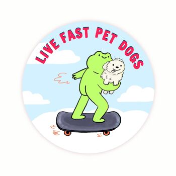 Live Fast Pet Dogs - Autocollant chien grenouille - Autocollant grenouille circulaire - Autocollant PC - Scrapbooking 2