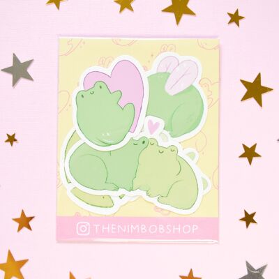 Valentines Cuties Frogs stickers pack of 5  - Sketchbook cover Laptop stickers