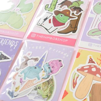 Valentines Cuties Frogs autocollants pack de 5 - Couverture de carnet de croquis Autocollants pour ordinateur portable 6
