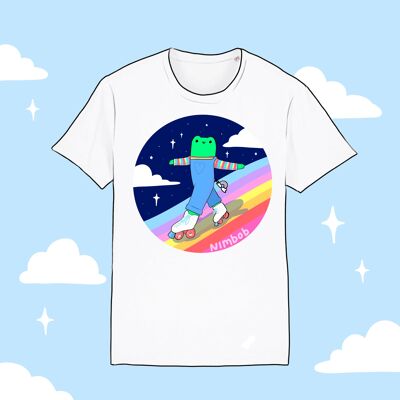 Regenbogen-Galaxie-T-Shirt - Bio-Baumwollhemd - Froggy-Kleidung - Weiß