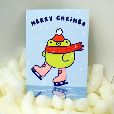 Frosch-Chrimbo-Karten - Weihnachtsfroschchen - Skater-Frosch