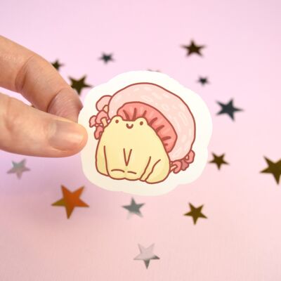 Pink Mushroom Frog Sticker - Magic Woodland Glossy Sticker - Froggy Sticker