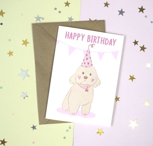 Cockapoo Dog Happy Birthday Card - Cute Puppy Lover Greeting Card