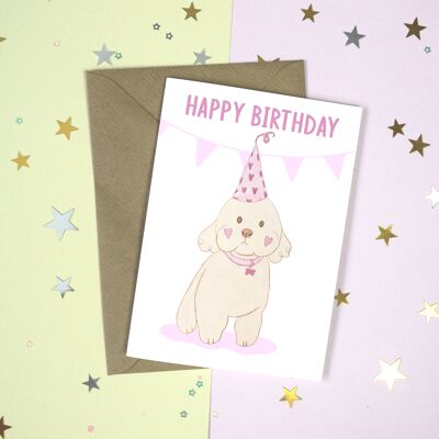 Cockapoo Hund alles Gute zum Geburtstagskarte – niedliche Welpenliebhaber-Grußkarte