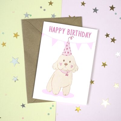 Cockapoo Hund alles Gute zum Geburtstagskarte – niedliche Welpenliebhaber-Grußkarte