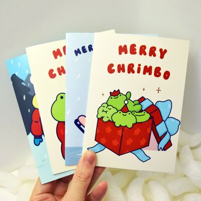 Frosch-Chrimbo-Karten - Weihnachtsfroschchen - Auswahl von 4 Frosch-Grußkarten