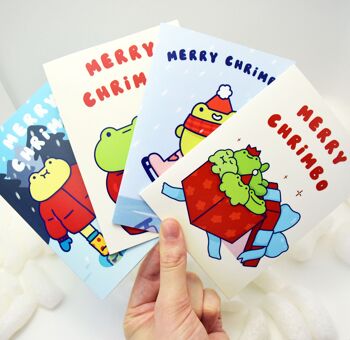 Cartes Froggy Chrimbo - Froggies de Noël - Sélection de 4 cartes de voeux grenouille 2