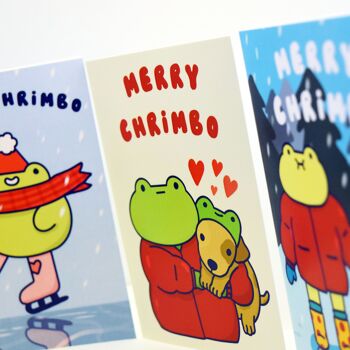Cartes Froggy Chrimbo - Froggies de Noël - Sélection de 4 cartes de voeux grenouille 3