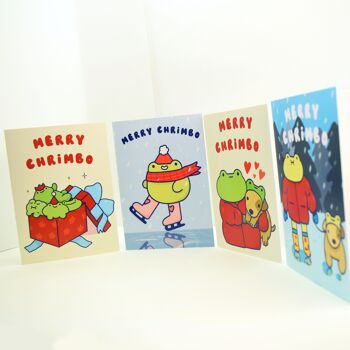 Cartes Froggy Chrimbo - Froggies de Noël - Sélection de 4 cartes de voeux grenouille 4