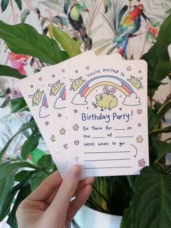 Invitations d'anniversaire Grumpy Frog - Invitations colorées - Paquet de 5, 10 ou 20