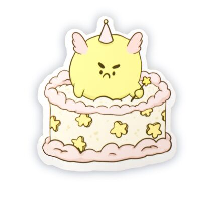 Grumpy Fairy Frog Sticker Set - Gâteau d'anniversaire givré pastel