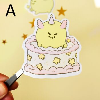 Grumpy Fairy Frog Sticker Set - Gâteau d'anniversaire givré pastel 3