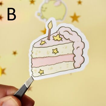 Grumpy Fairy Frog Sticker Set - Gâteau d'anniversaire givré pastel 4