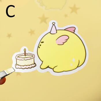 Grumpy Fairy Frog Sticker Set - Gâteau d'anniversaire givré pastel 5