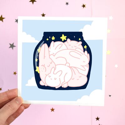 Galaxy Jar Squishy Buns Print – Mini-Hasen-Prints – Freebie-Sticker bei jeder Druckbestellung