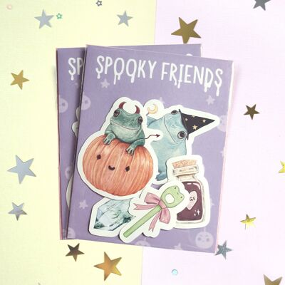 Confezione da 5 adesivi Spooky Frogs - Set di adesivi Frog Lover - Cover per album da disegno Adesivi per laptop