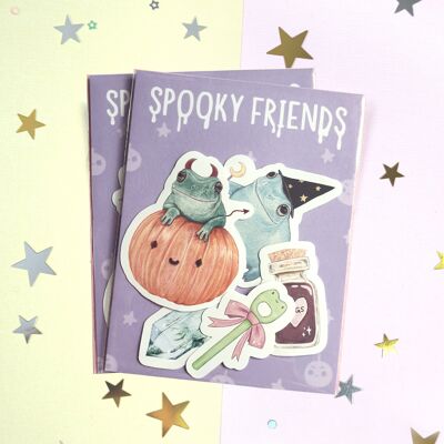 Paquete de pegatinas Spooky Frogs de 5 - Juego de pegatinas Frog Lover - Cubierta de cuaderno de bocetos Pegatinas para portátiles