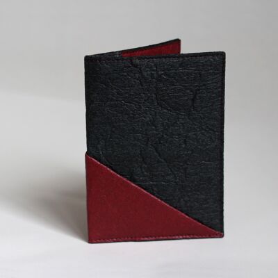 Delia Passport Cover - Black & Bordeaux