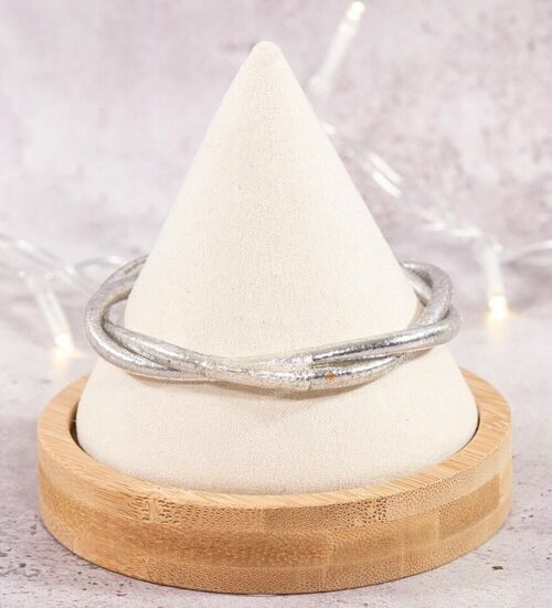 Véritable jonc bouddhiste twist mantra - argent - Taille M by MaLune