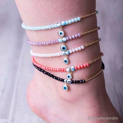 EVIL EYE BEADED ANKLETS FOR WHOLESALE