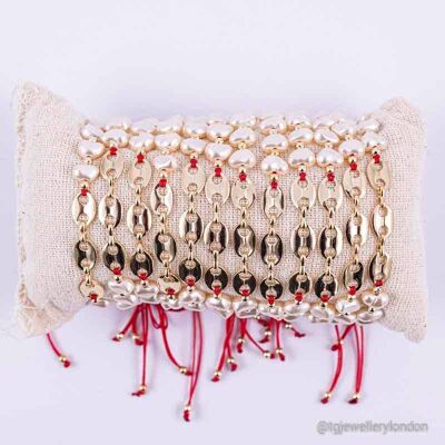 BRACCIALI DI PERLE PLACCATE ORO 18 CT