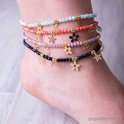 Bracelets de cheville colorés perlés