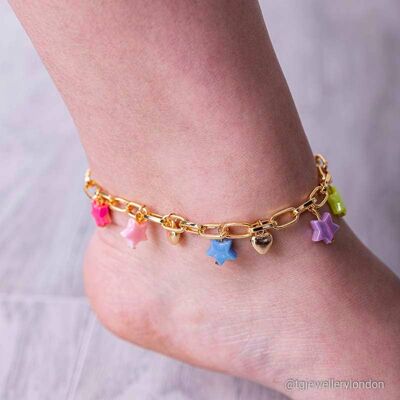 18 CT GOLD PLATED STAR SHAPE ANKLET FOR WHOLESALE