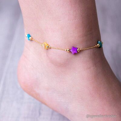 COLORFUL MINIMALIST STAR ANKLETS