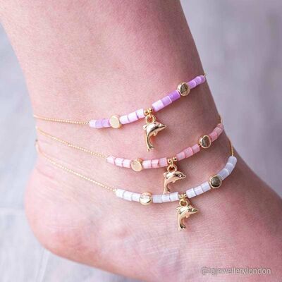DOLPHIN BEADED COLORFUL ANKLETS