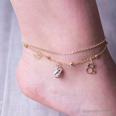 Doubled 18 ct Gold Plated anklet for wholesale
