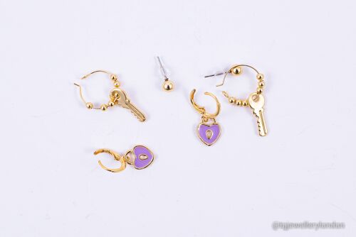 Heart and Key Shape Earrings Wholesale