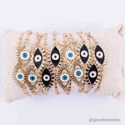 BRACCIALI EVIL EYE PLACCATI ORO 18 CT PER LA VENDITA ALL'INGROSSO