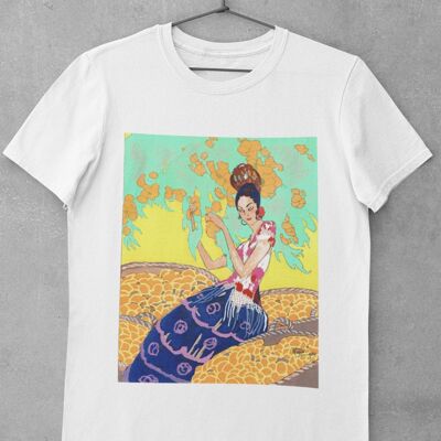 Art-Deco Graphic T-Shirt. 'Lady with Lemons' in White, Grey and Black. Vintage, Unisex, 1920's Tee, Aesthetic Trendy Retro 2022