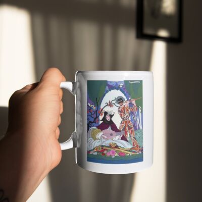 White Mug, 'Couple Playing Music' Mug, Art-Deco Coffee, Tea Cup, Christmas / Birthday Present