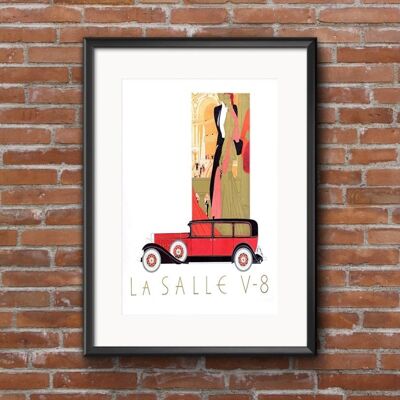 Art-Deco A2 Poster, 'Red & Gold Car' Poster, Unframed, Barcelona Paper, 1920's theme, Retro Wall Art. Great Present