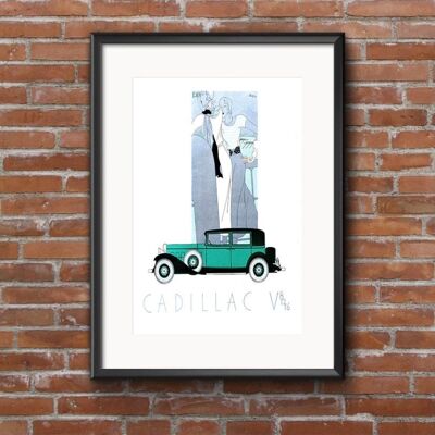 Art-Deco A2 Poster, 'Blue & Silver Car' Poster, Unframed, Barcelona Paper, 1920's theme, Retro Wall Art. Great Gift