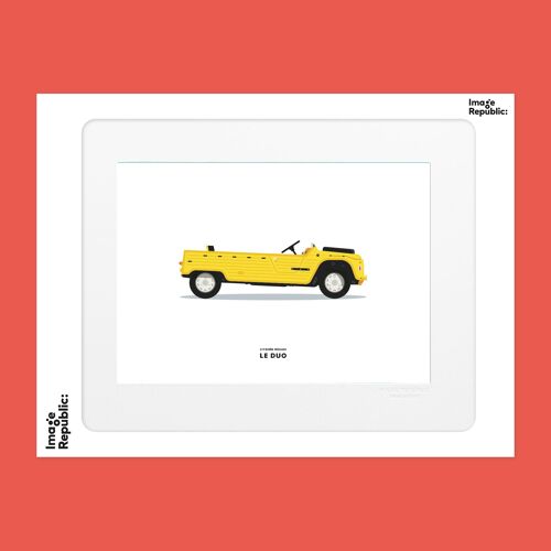 AFFICHE 30x40 cm LE DUO VOITURE CITROEN MEHARI JAUNE