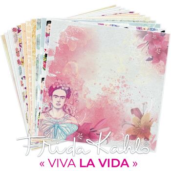 Set de 12 papiers de scrapbooking "Viva la Vida" Frida Kahlo 1