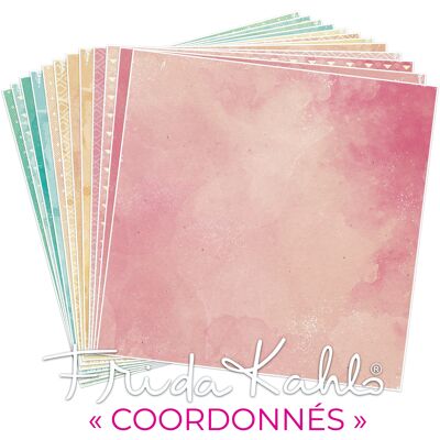 Set de 12 papeles de scrapbooking Frida Kahlo "Coordinated"