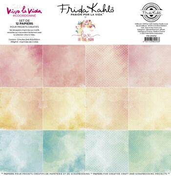 Set de 12 papiers de scrapbooking "Coordonnés" Frida Kahlo 2