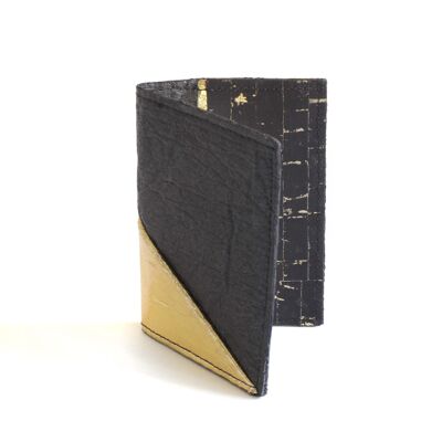 Jesselyn Double Card Holder - Black & Gold