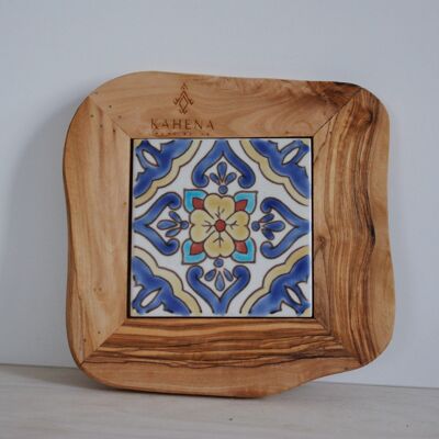 Warda coaster / Olive wood and ceramic - Model 4