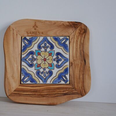 Warda coaster / Olive wood and ceramic - Model 4