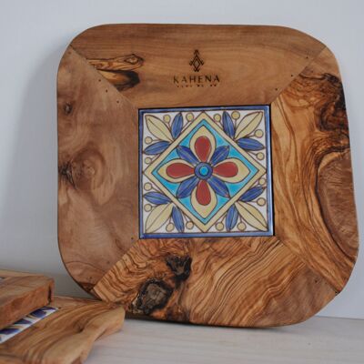 Warda coaster / Olive wood and ceramic - Model 5