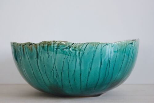 Ensaladera de cerámica en tonos verdes y azules - 1,98
