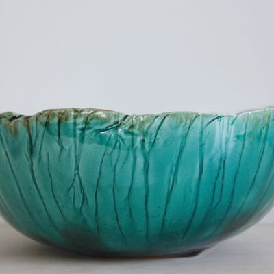 Salatschüssel aus Keramik in Grün- und Blautönen - 1,98