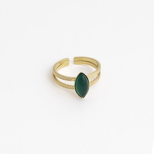 Bague double Henriette agate verte