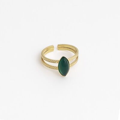 Henriette double ring green agate