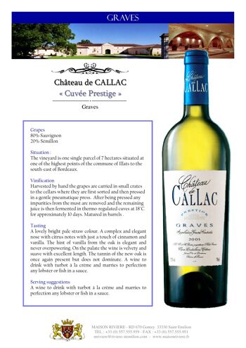 Chateau de Callac 2020, Graves Blanc Prestige 2