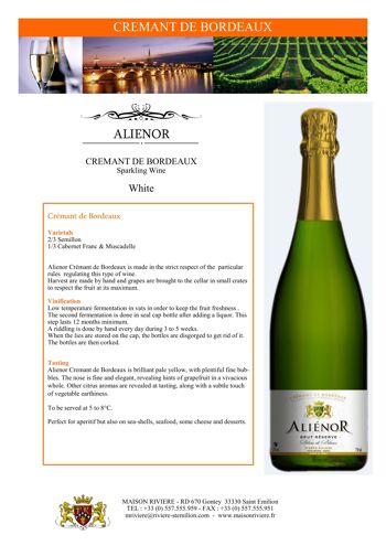 Alienor Crémant Blanc Demi Sec 2